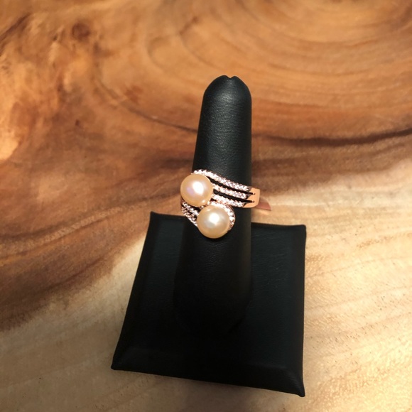 Freshwater Pearl Peach, Simulated White Diamond - Picture 7 of 8